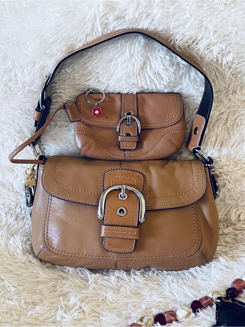 Coach  Soho Tan Leather Shoulder Bag with Matching wallet
